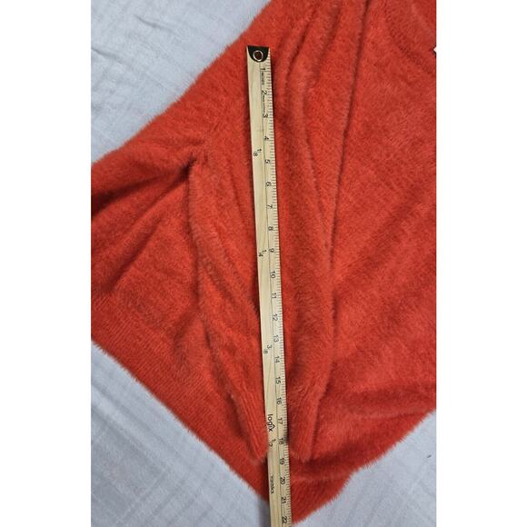 Aerie Womens Flurry Super Soft Fuzzy Crewneck Sweater Cozy Fun Orange XL - Picture 3 of 8